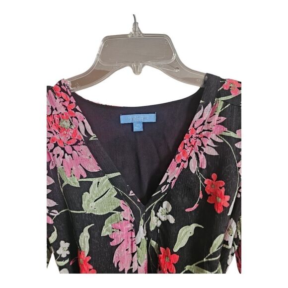 DRAPER JAMES RSVP Long Sleeve Tiered Midi Dress Black Floral - Size X-Small - Picture 5 of 11